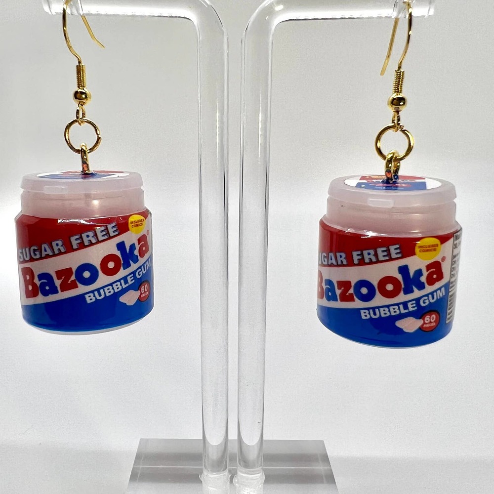 Bazooka Gum Earrings - Bubble Gum Earrings - Mini Brands Candy Earrings